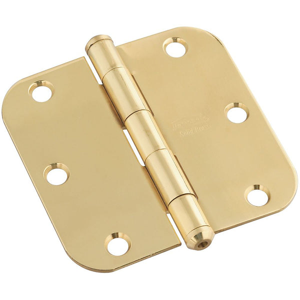 National N197-756 5/8" Radius Round Corner Door Hinge, Solid Brass, 3-1/2"