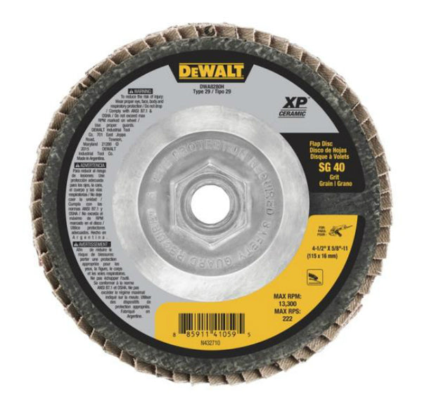 DeWalt DWA8280H XP Ceramic Flap Disc, 4-1/2" x 5/8"