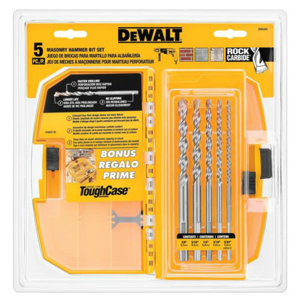 DeWalt DW5205 Hammer Percussion Drill Bit Set, 5 Piece