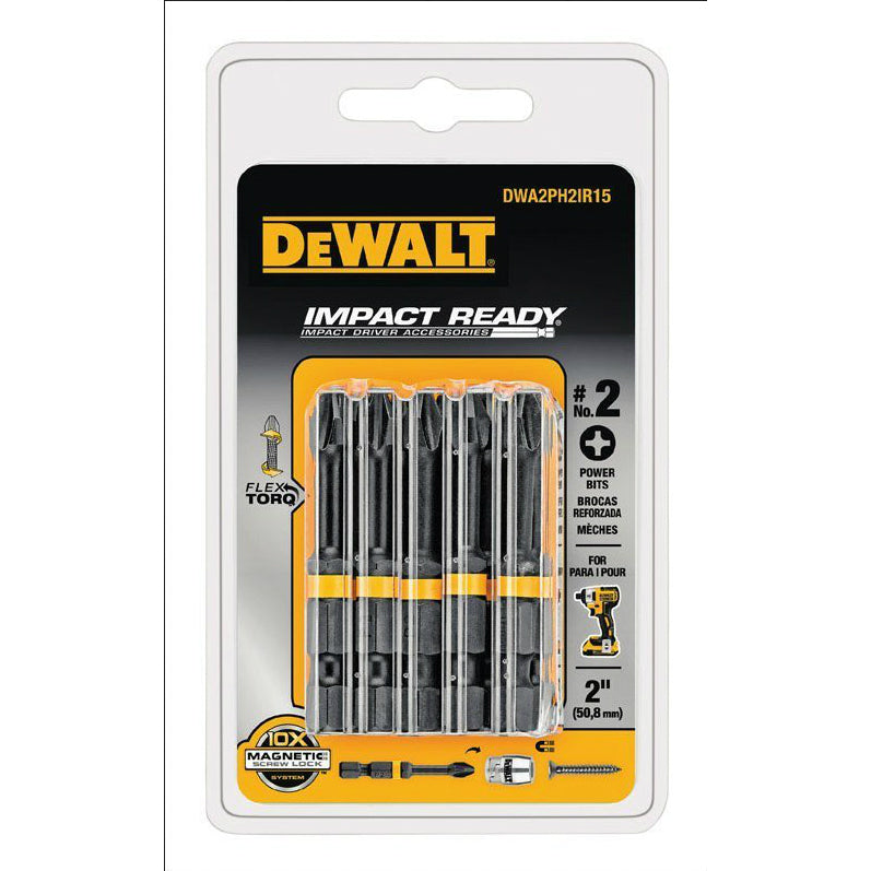 DeWalt DWA2PH2IR15 IMPACT READY FlexTorq Screwdriving Bit, Phillip, 2.25", 15-Pc