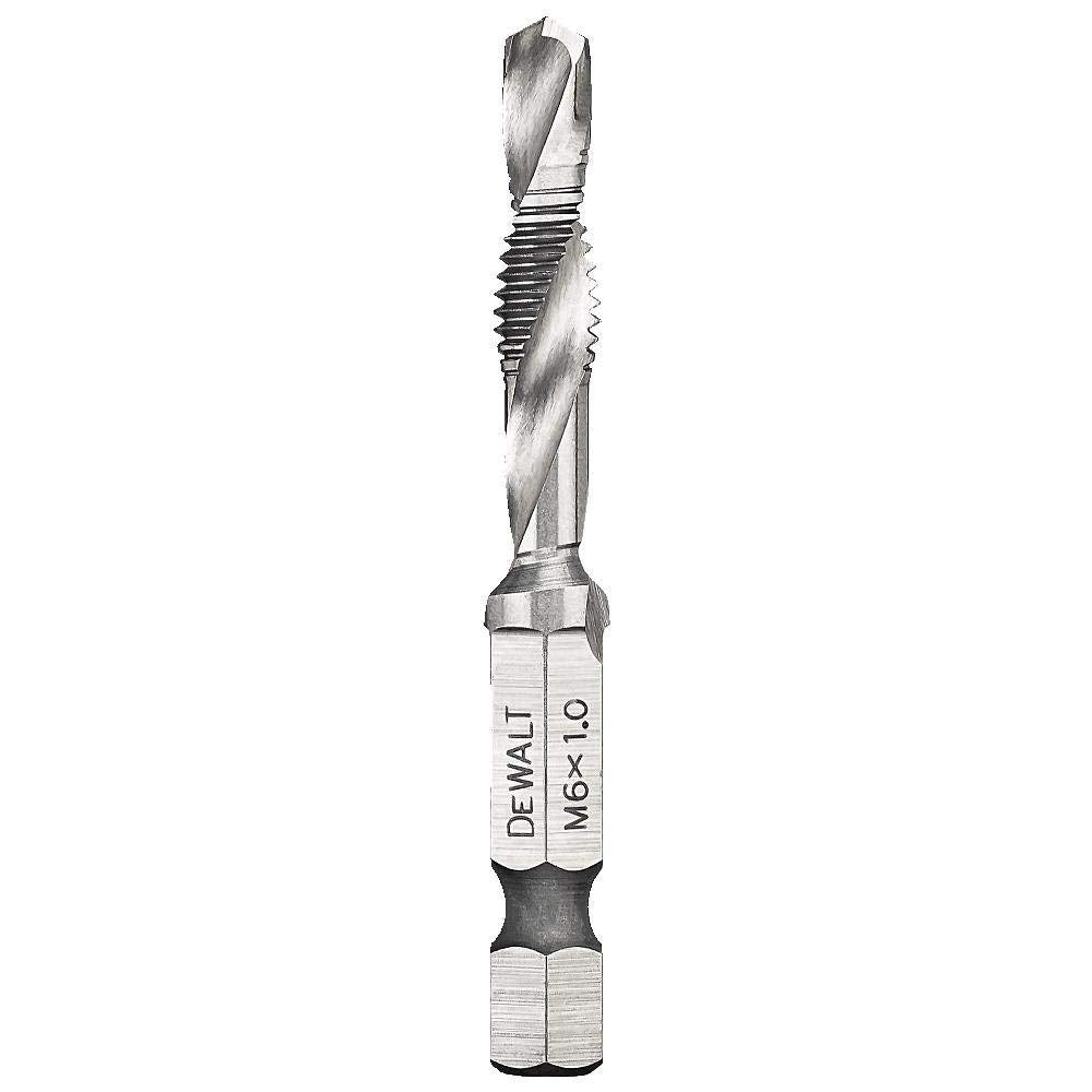 DeWalt DWADTQTR6MM1 Impact Ready Tap & Drill Bits, High Speed Steel, Bright, 6 MM x 1 MM