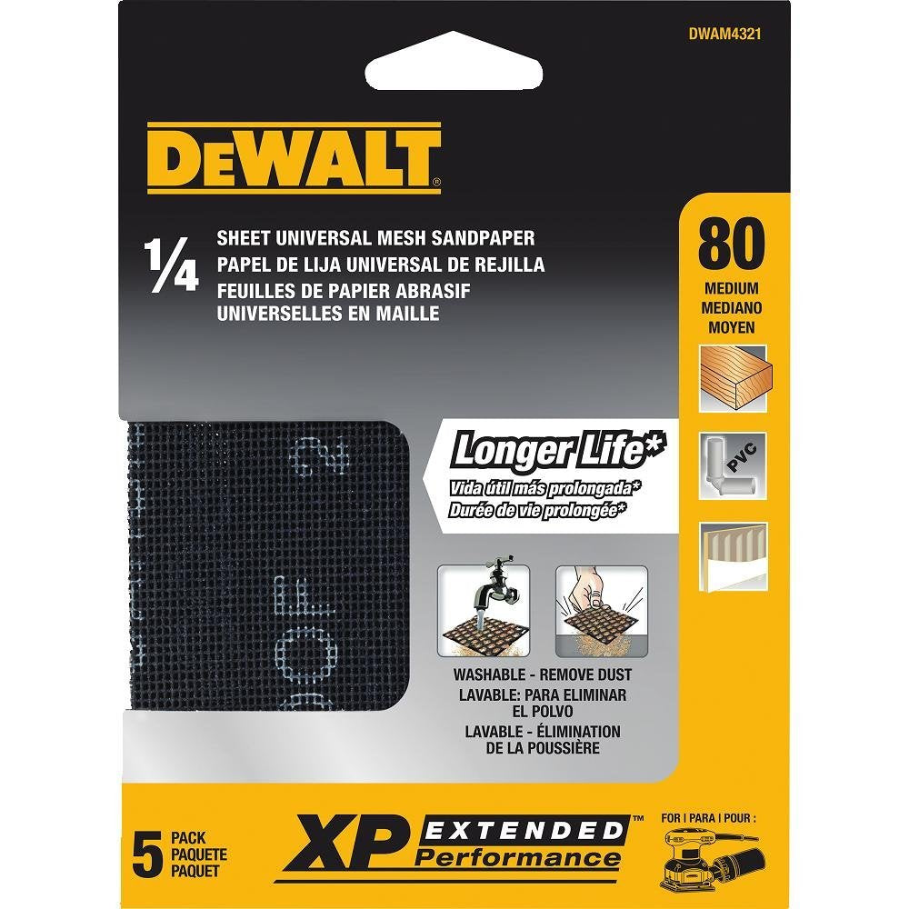 DeWalt DWAM4321 Mesh Sheet Sand Paper, 80 Grit, 1/4 Inch