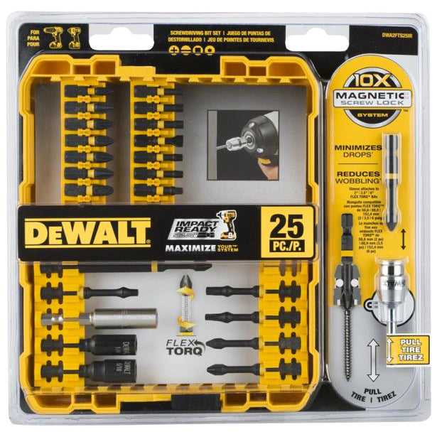 DeWalt DWA2FTS25IR Flex Torq Screwdriver Bit Set, Steel, 25 Piece