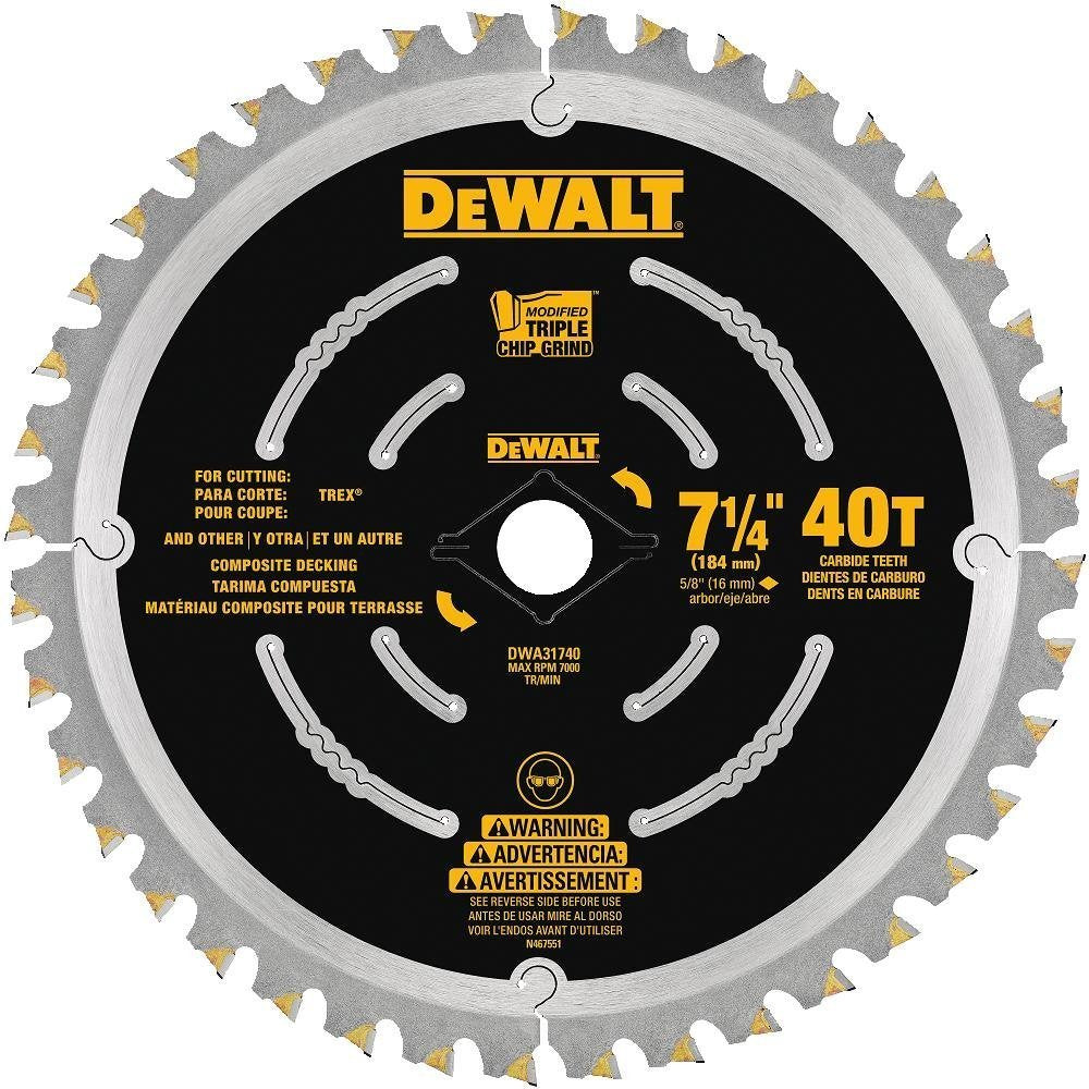 DeWalt DWA31740 Composite Decking Saw Blade, 40-Teeth, 7-1/4"