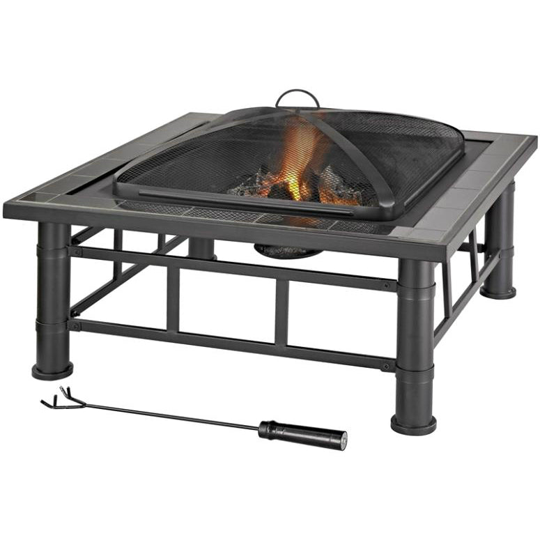 Seasonal Trends KLT-151201 Tile Top Square Firepit, Steel