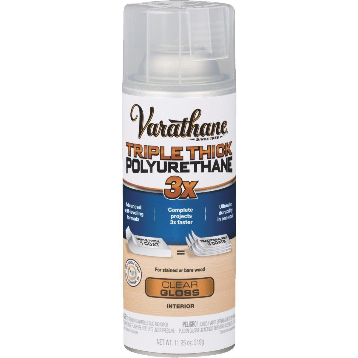 Varathane 318292 Triple Thick Polyurethane Spray, Gloss, 11.25 Oz Aerosol