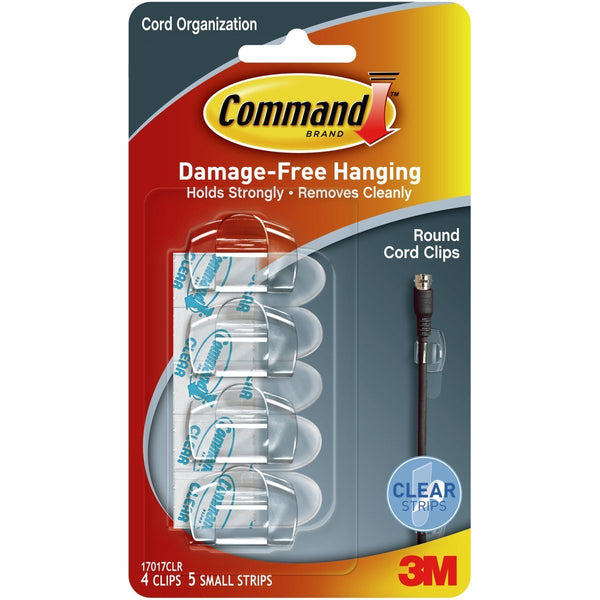 Command 17017CLR Round Cord Clips with 4 Clips & 5 Strips