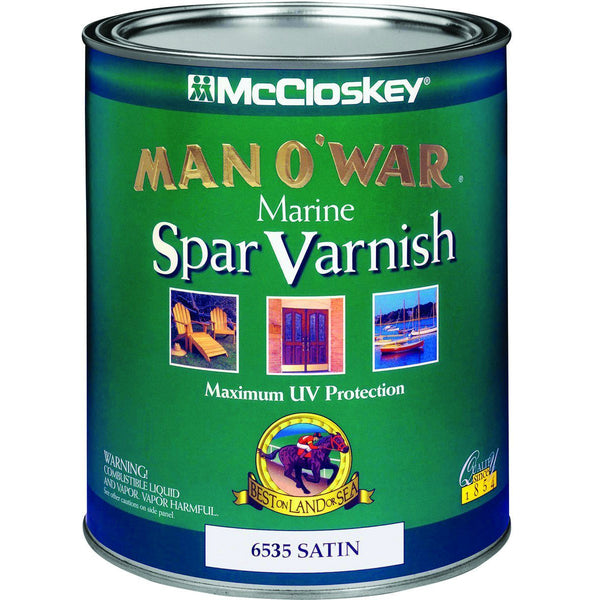 McCloskey 6535 Man O'War Marine Spar Varnish, Satin, 1 Quart