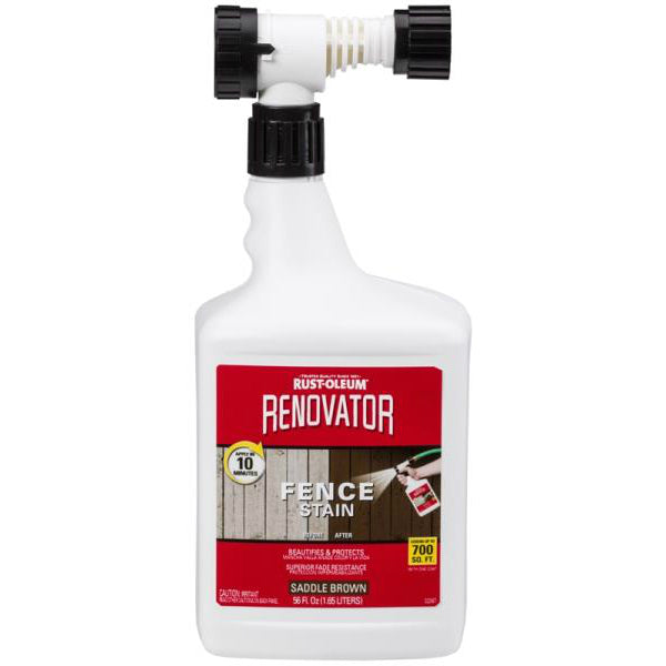 Rust-Oleum 321639 Renovator Semi-Transparent Fence Stain, Saddle Brown, 56 Oz