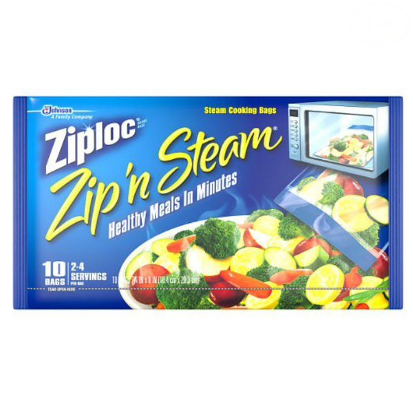 Ziploc 95689 Zip'N Steam Cooking Bags, Medium, 10 Count