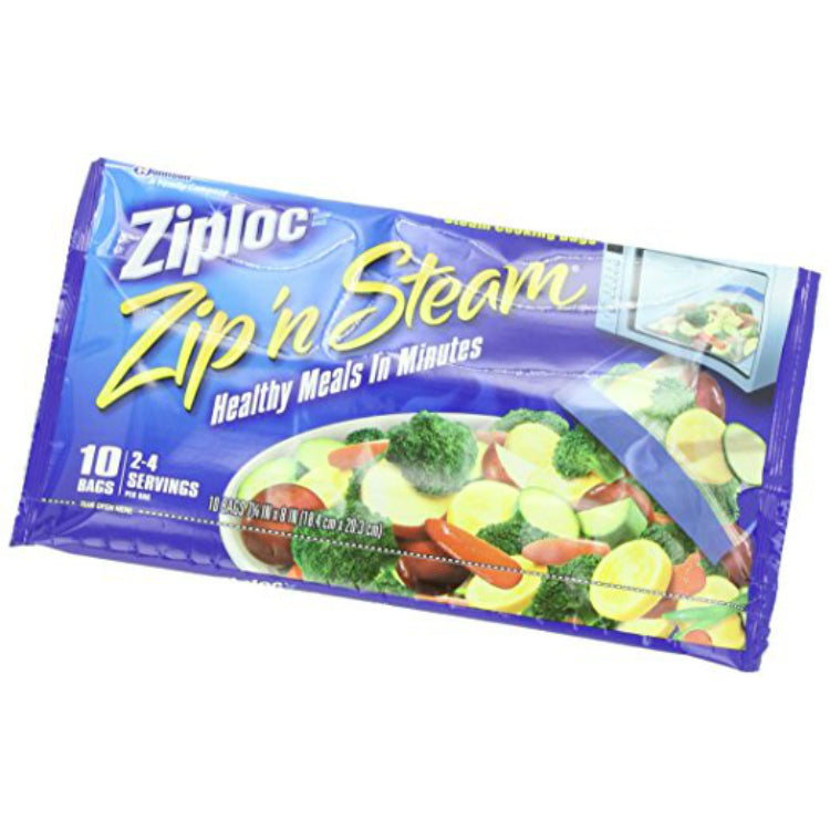Ziploc 95689 Zip'N Steam Cooking Bags, Medium, 10 Count