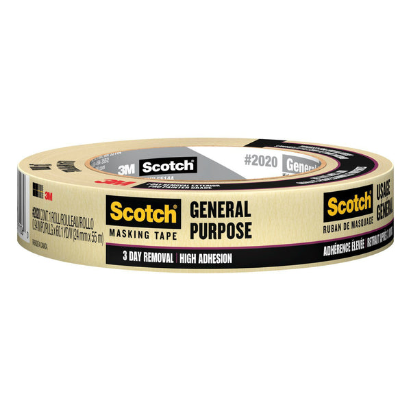 Scotch 2020-1A General Purpose Masking Tape, Beige, 0.94" x 60.1 yd