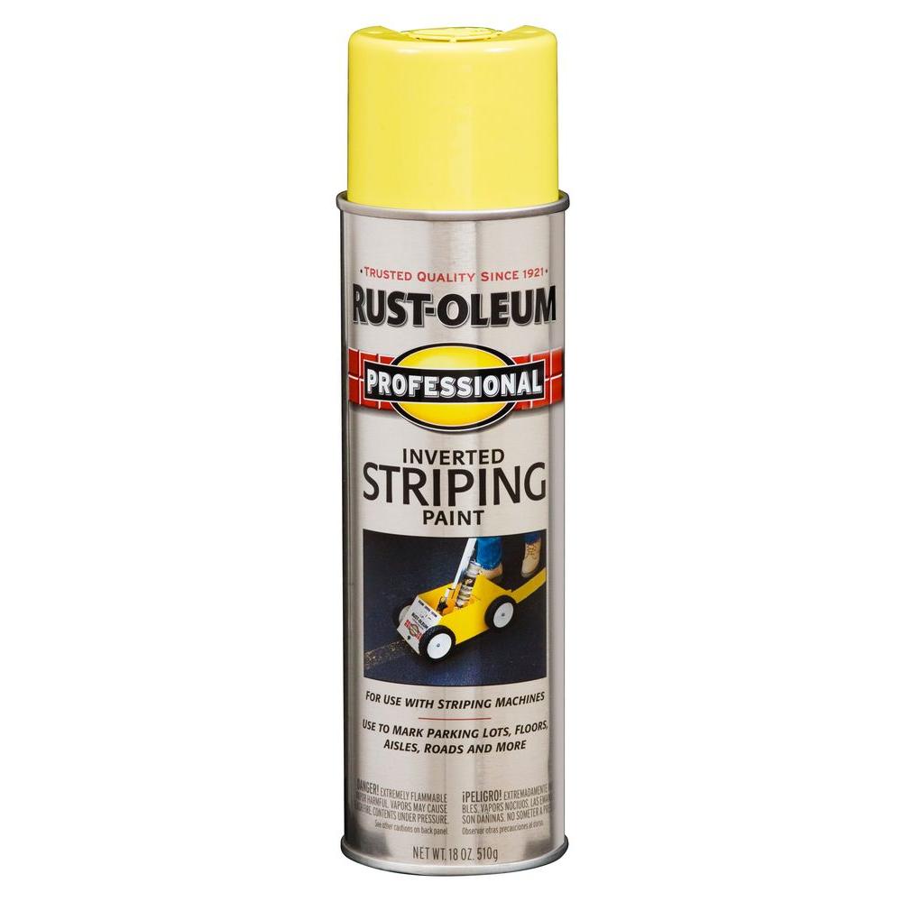 Rust-Oleum 2548838 Professional Inverted Striping Spray Paint, Yellow, 18 Oz