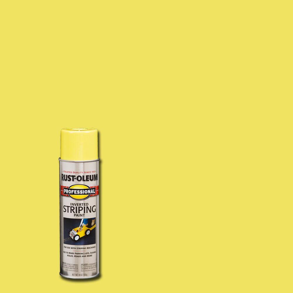 Rust-Oleum 2548838 Professional Inverted Striping Spray Paint, Yellow, 18 Oz
