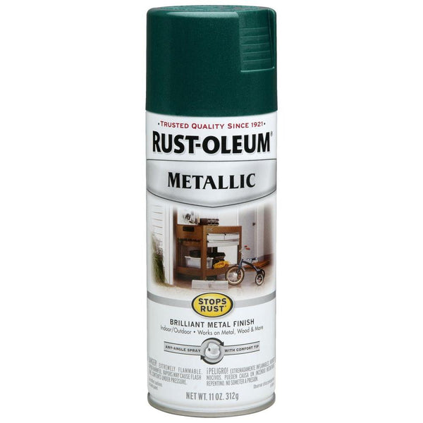 Rust-Oleum 7252830 Stops Rust Metallic Spray Paint, Racing Green, 11 Oz