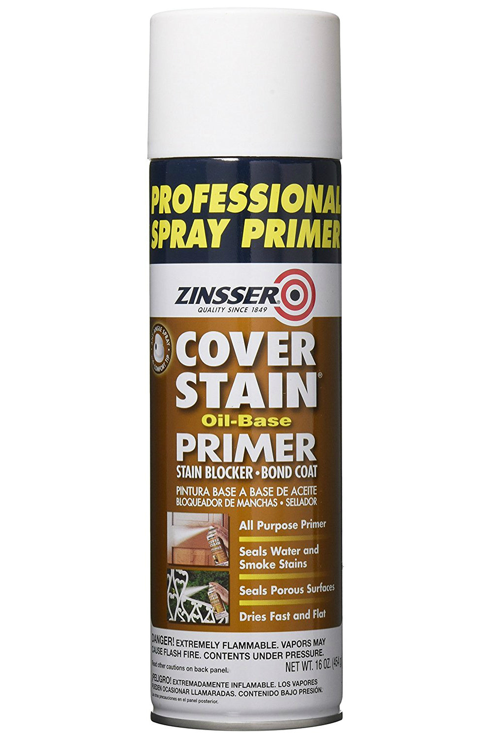 Zinsser 3609 Cover-Stain Oil-Base Primer Spray, 16 Oz, White