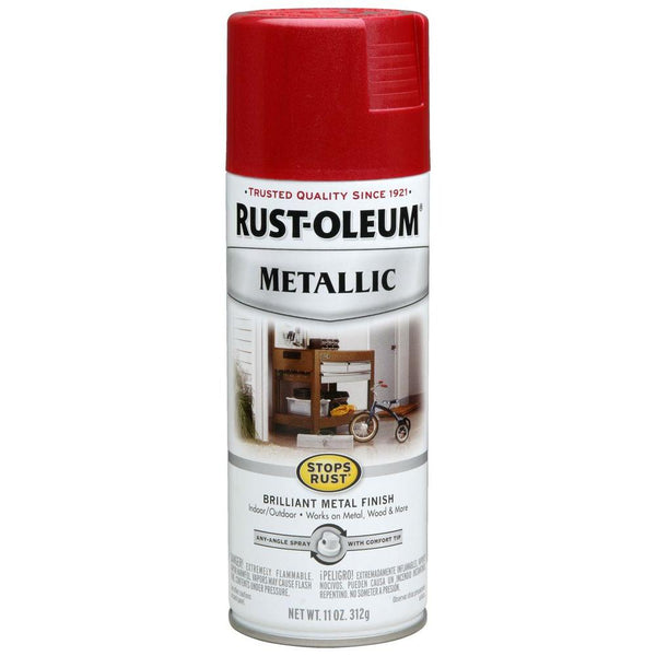 Rust-Oleum 7256830 Stops Rust Metallic Spray Paint, Apple Red, 11 Oz