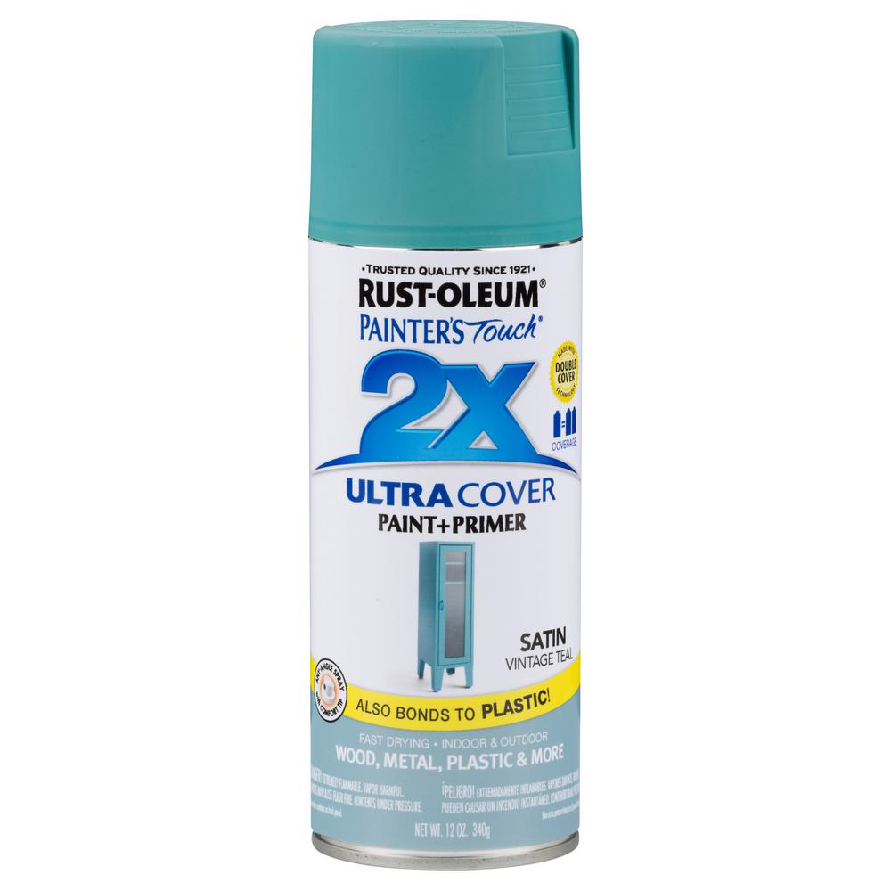 Rust-Oleum 316292 Painter's Touch 2X Ultra Cover Spray, Satin Vintage Teal, 12 Oz
