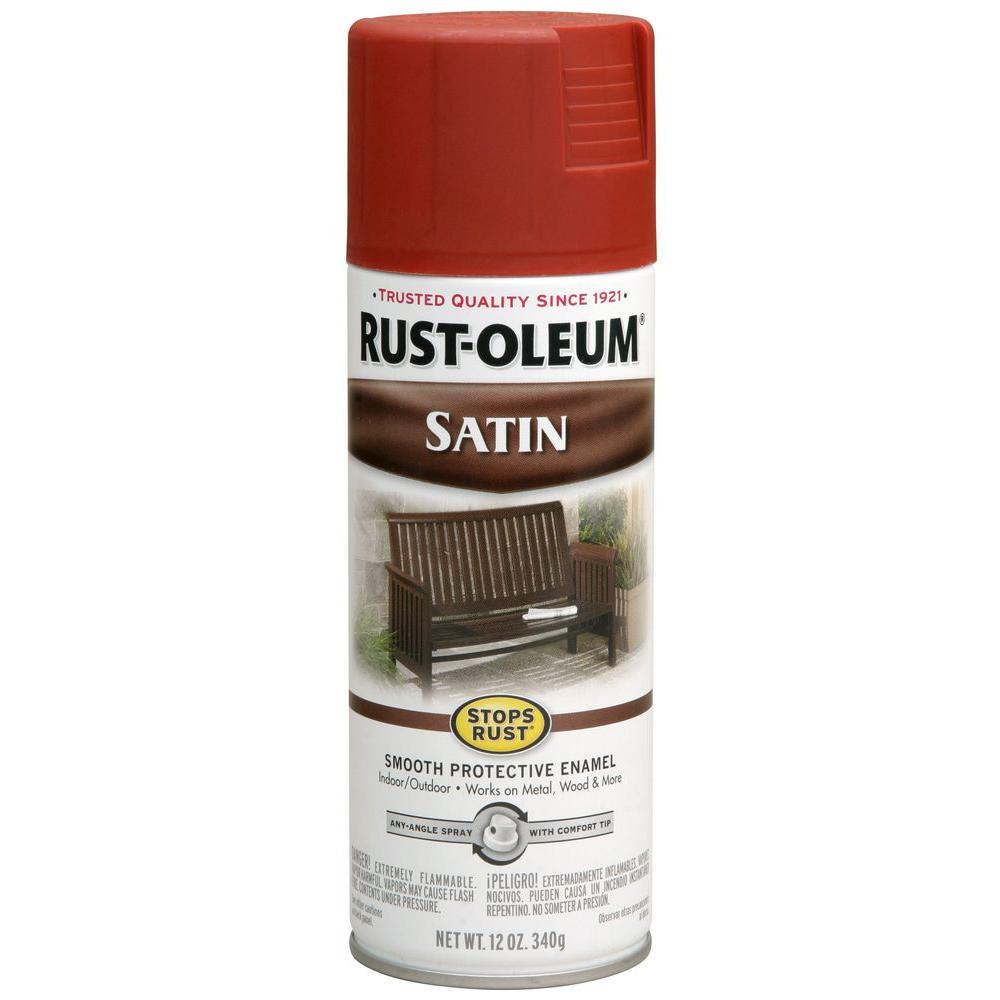 Rust-Oleum 7760830 Stops Rust Satin Enamel Spray Paint, Heritage Red, 12 Oz