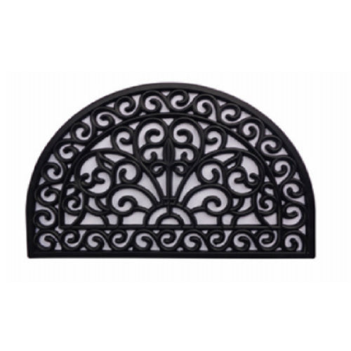 Palm Fibre PLM-19767 Rubber Iron Gate Scroll Half Round Mat, 11mm, 18" x 30"