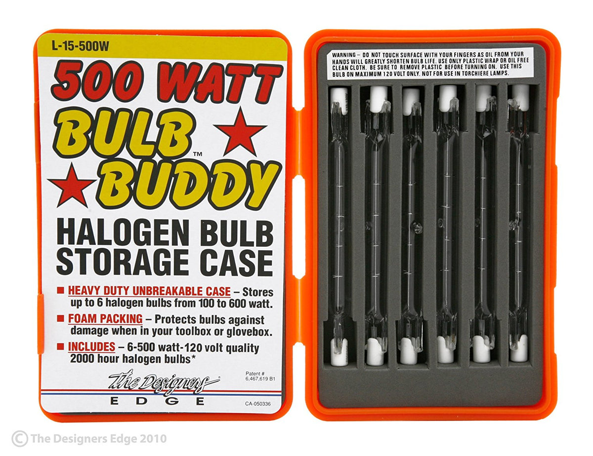 Designers Edge L15 Bulb Buddy Storage Case with 6-Pack 500W Halogen T3 Bulbs