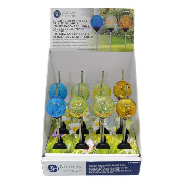 Boston Harbor 16608 Solar Powered Colored Glass Ball Stick Lights