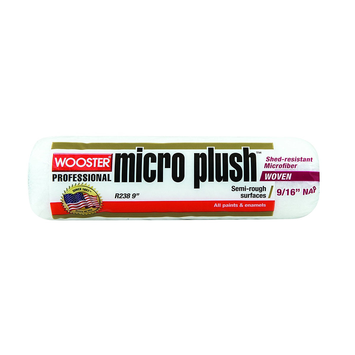 Wooster R238-9 Micro Plush Paint Roller Cover, Semi-Rough, 9/16" Nap x 9"