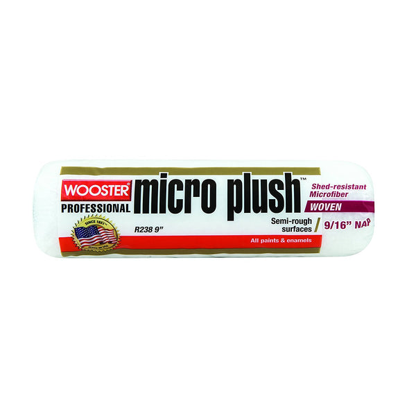 Wooster R238-9 Micro Plush Paint Roller Cover, Semi-Rough, 9/16" Nap x 9"
