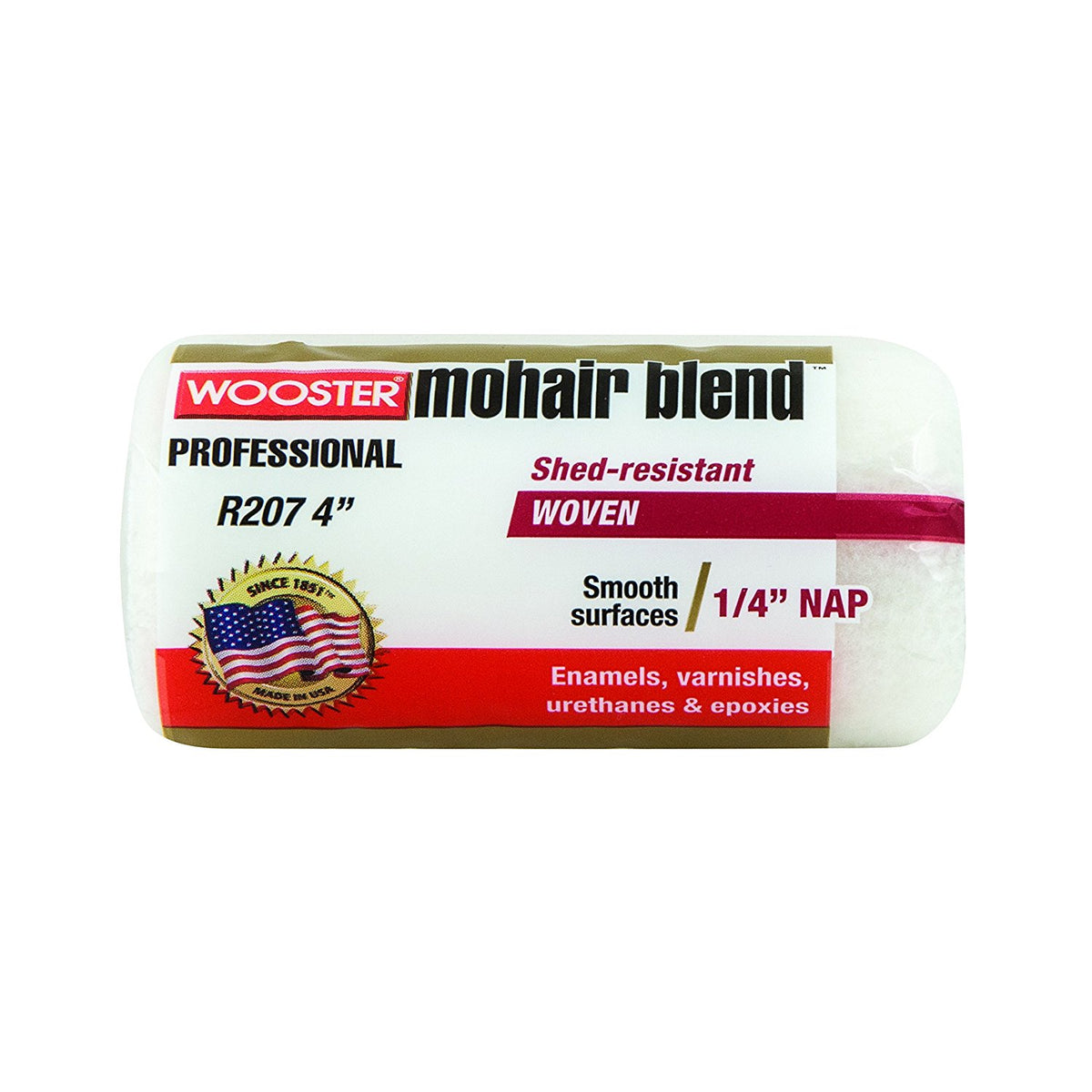 Wooster R207-4 Mohair Blend Paint Roller Cover, Smooth, 1/4" Nap x 4"
