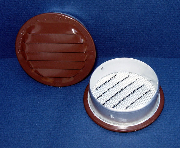 Maurice Franklin 6-RLB-100 Round Aluminum Louver with Insect Screen, Brown, 6"