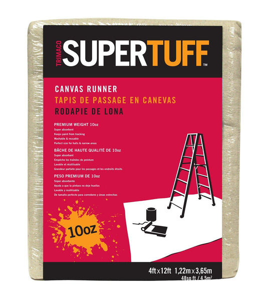 Trimaco 51127 Supertuff Canvas Runner Drop Cloth, 4' x 12'