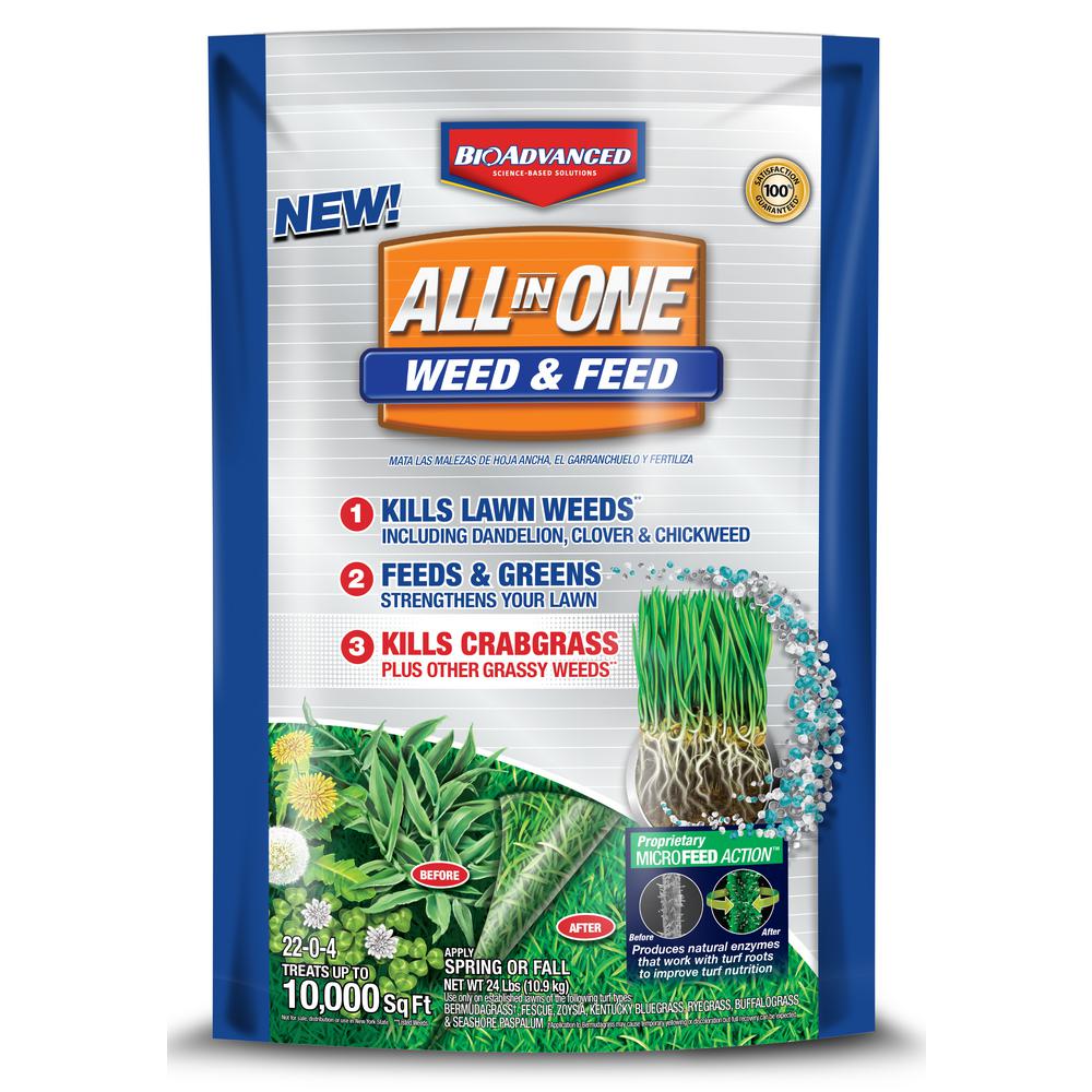 BioAdvanced 704418S All-In-One Weed & Feed Granules, 22-0-4, 24 Lb, 10M