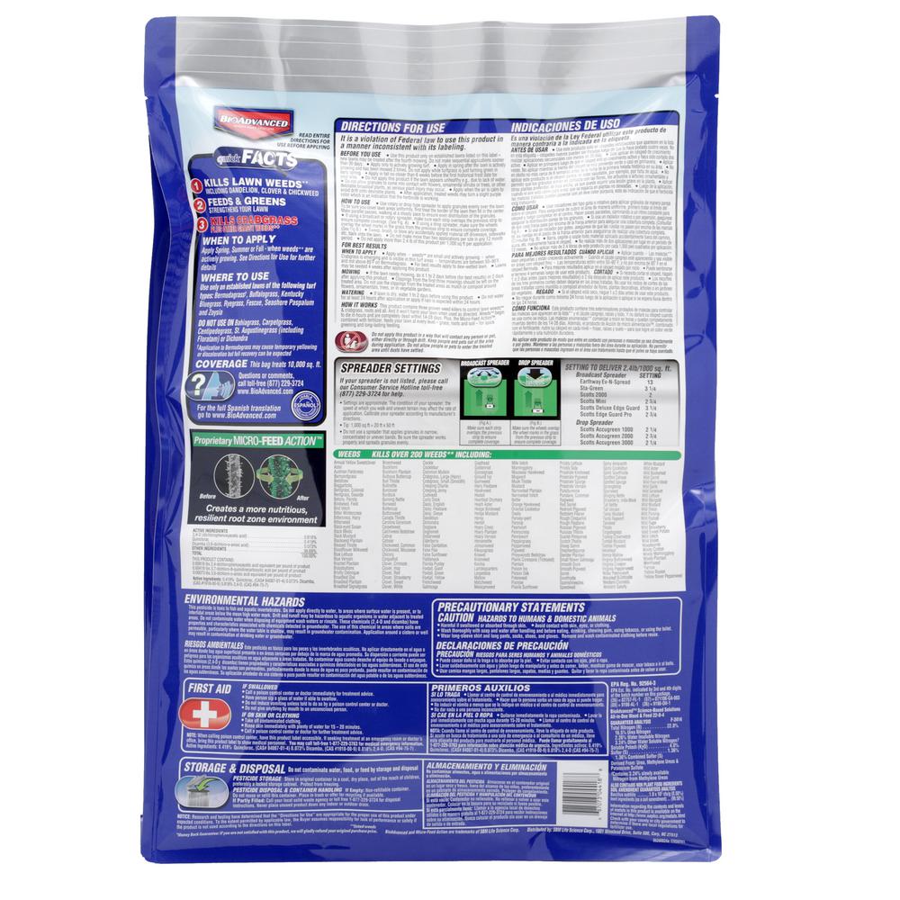 BioAdvanced 704418S All-In-One Weed & Feed Granules, 22-0-4, 24 Lb, 10M