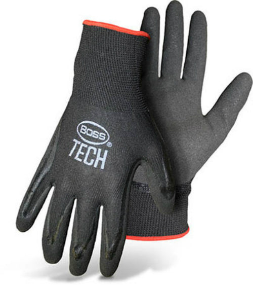Boss 7820M Foam Nitrile Coated Nylon Shell Gloves, Black, Medium
