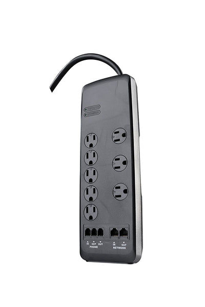 Woods 41619 Multimedia Surge Protector with 8-Outlets & 6' Cord, 3540J, Black