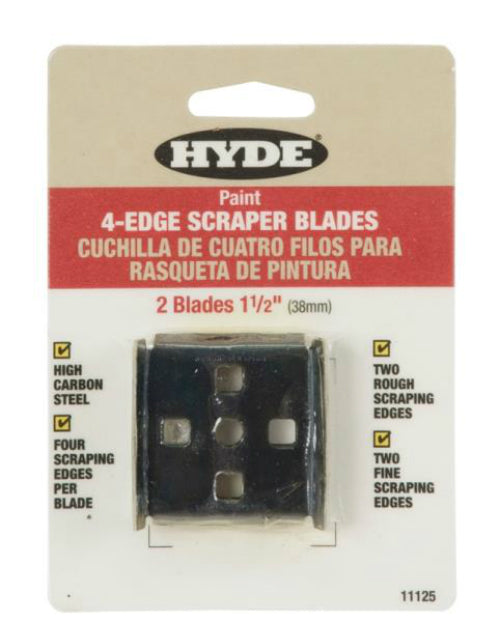 Hyde 11125 High-Carbon Steel Scraper Blade with 4 Sharp Ccraping Edges, 1-1/2"