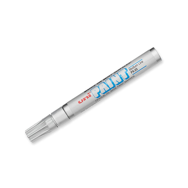 Uni-Paint 63614 Medium Point PX-20 Opaque Oil-Base Paint Marker, Metallic Silver