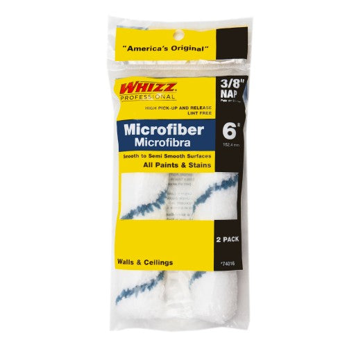 Whizz 74016 Xtra Sorb Microfiber Paint Roller Cover Refill, 3/8" x 6", 2-Pack