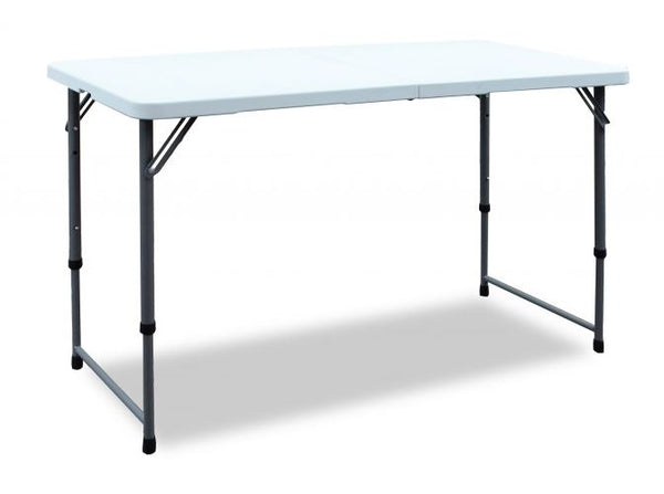 GSC TA2448F Adjustable Height Center Folding Table, White, 4'