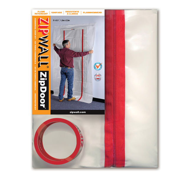 ZipWall ZDC ZipDoor Airtight Flame-Retardant Commercial Door Kit, 4 Mil, 4'x8'