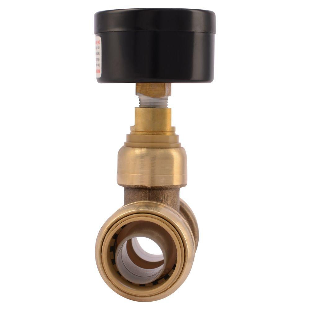 SharkBite 24438A Water Pressure Gauge with 3/4" Brass Push-To-Connect Tee