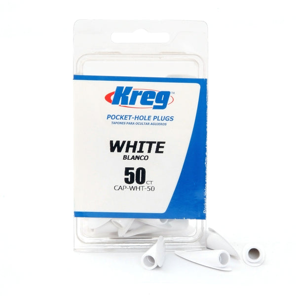 Kreg CAP-WHT-50 Plastic Pocket-Hole Plugs, White, 50-Count