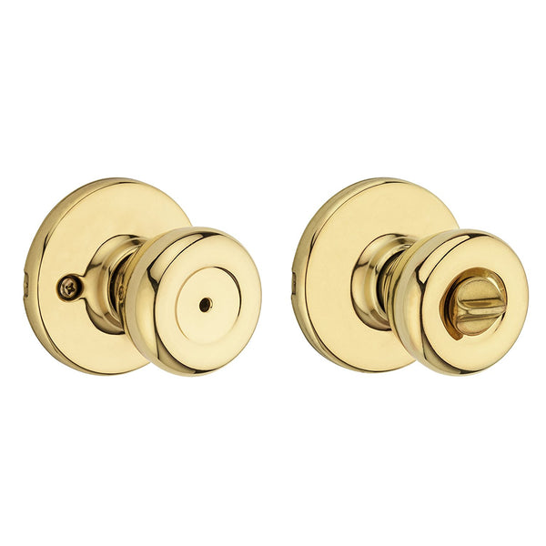Kwikset 300T-SCAL-SCS Tylo Privacy Bed/Bath Door Knob Lockset, Polished Brass