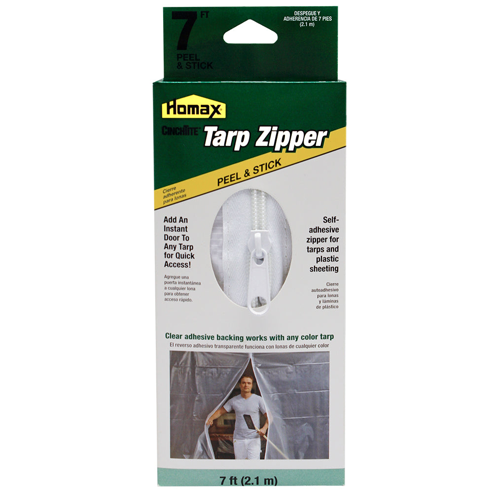 Homax 3142 CinchTite Peel 'N Stick Tarp Zipper Door, 7'