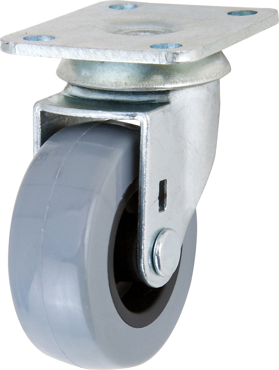 Richelieu F24784 Gray Rubber Wheel Swivel Plate Caster without Brake, 110 Lb, 2"