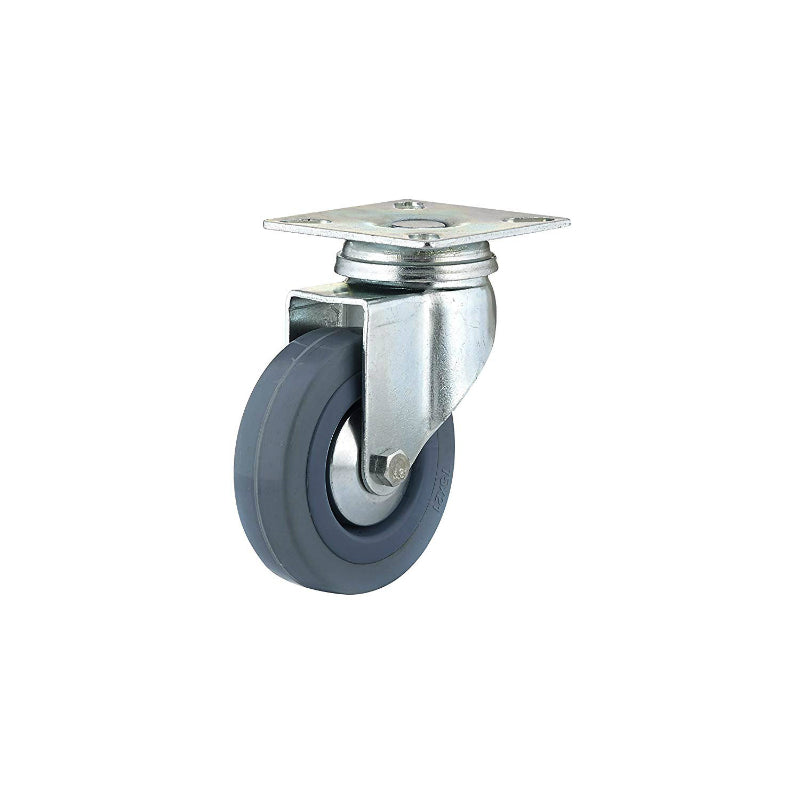 Richelieu F24786 Gray Rubber Wheel Swivel Plate Caster without Brake, 165 Lb, 3"