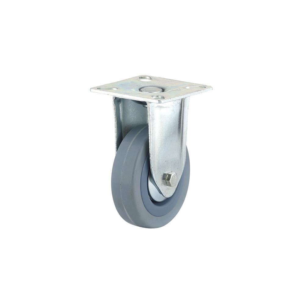 Richelieu F24815 Industrial Gray Rubber Wheel Rigid Plate Caster, 165 Lb, 3"