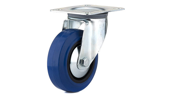 Richelieu F08335 Blue Elastic Rubber Wheel Swivel Caster, 132 Lb Load, 4"