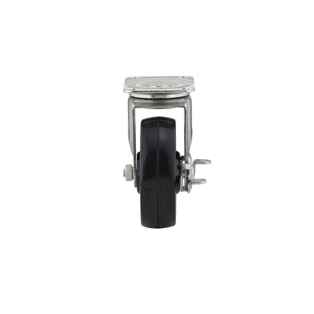 Richelieu F25415 General-Duty Rubber Swivel Plate Caster with Brake, 246 Lb, 4"