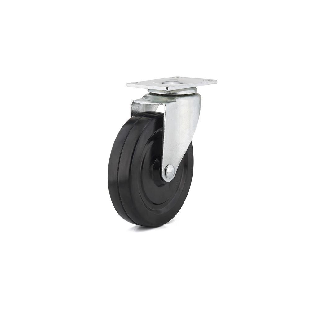Richelieu F25413 Industrial General-Duty Rubber Swivel Plate Caster, 246 Lb, 4"